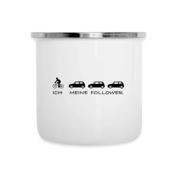 Ich und meine Follower | Fahrrad, E-Bike, Sport - Emaille-Tasse - Weiß - Vorne