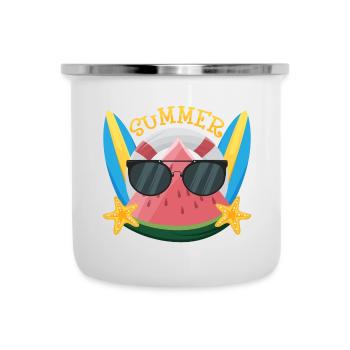 Watermelon with Sunglasses - Emaille-Tasse - Weiß - Vorne