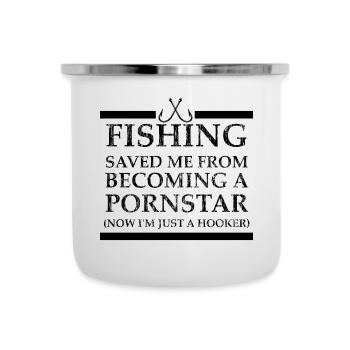 Merci à la pêche pas porno cadeau Sexe Porno - Tasse émaillée - blanc - Devant
