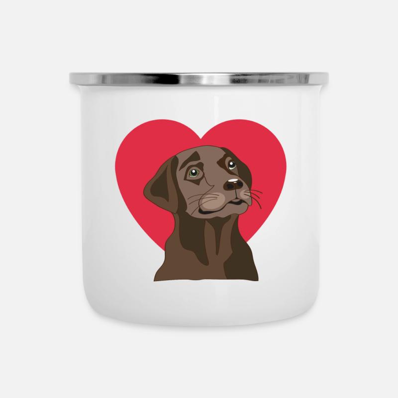 Labrador - Emaille-Tasse - Weiß