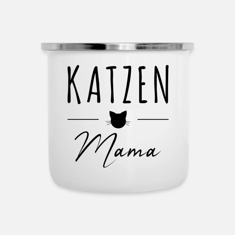 katzenmama - Emaille-Tasse - Weiß