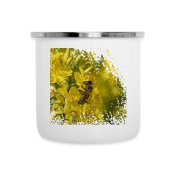 Abeille sur fleur de colza - Tasse émaillée - blanc - Devant
