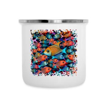 Fish swim in large schools in the sea - Camper Mug - white - Front