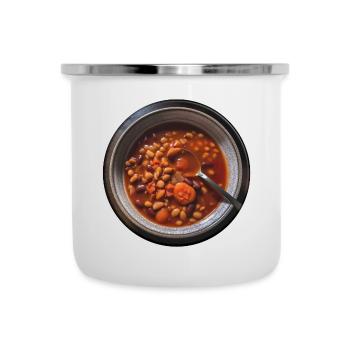 Energiewende? Bohnen essen für Gasproduktion - Emaille-Tasse - Weiß - Vorne