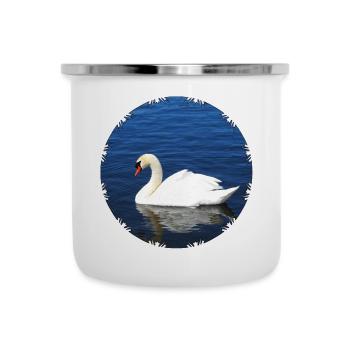 Cygne muet gracieux - Tasse émaillée - blanc - Devant