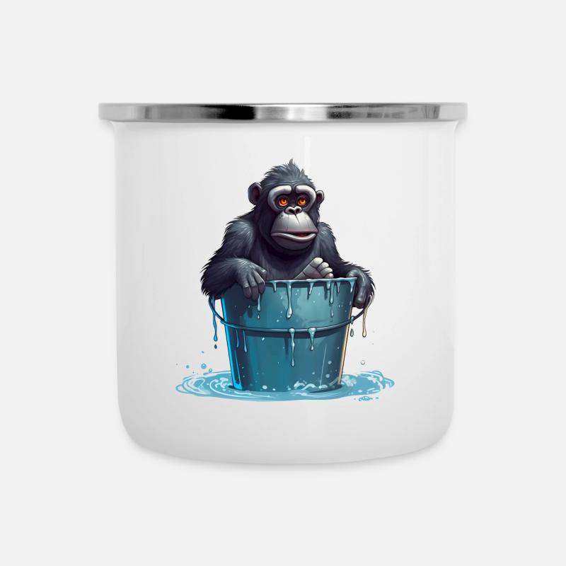 Monkey cooling off on hot summer day - Camper Mug - white