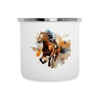 Pferderennen haben eine einzigartige Faszination - Emaille-Tasse - Weiß - Vorne