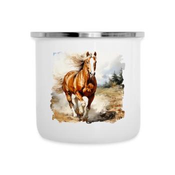 Les chevaux sont des compagnons fidèles - Tasse émaillée - blanc - Devant