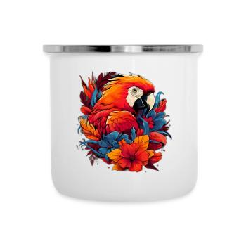 Exotischer Papagei - Emaille-Tasse - Weiß - Vorne
