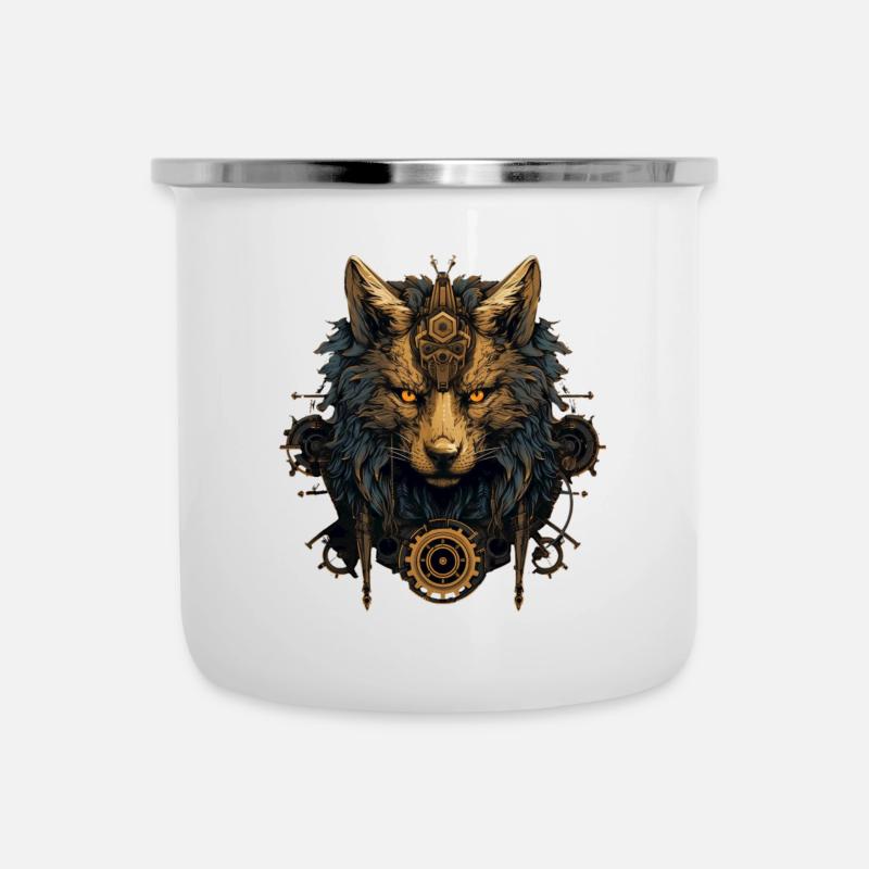 Zen Wolf Circle - Camper Mug - white