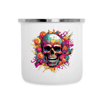 Skull Bloom Burst - Emaille-Tasse - Weiß - Vorne