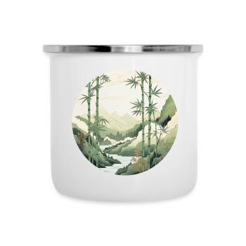 Bambus-Horizont - Emaille-Tasse - Weiß - Vorne