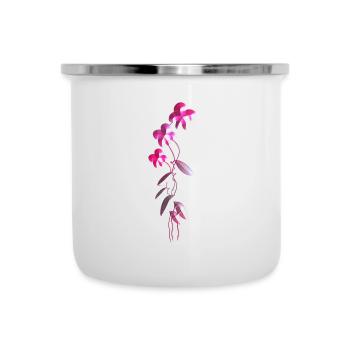 fleurs roses symbole plante scintillante - Tasse émaillée - blanc - Devant
