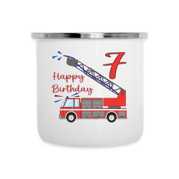 Fire engine Happy Birthday 7 - Camper Mug - white - Front