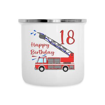Fire engine Happy Birthday 18 - Camper Mug - white - Front