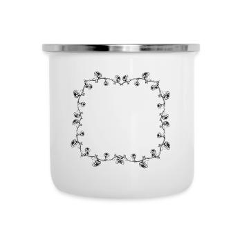 Frame Rose Flower Gray Square Flowers - Camper Mug - white - Front