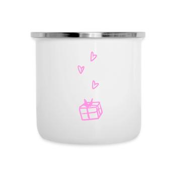 geschenk box rosa symbol weihnachten herzen - Emaille-Tasse - Weiß - Vorne