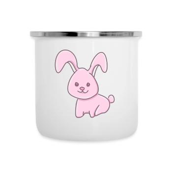 Symbole animal lapin rose doux - Tasse émaillée - blanc - Devant