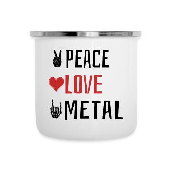 Peace Love Metal - Heart - Camper Mug - white - Front