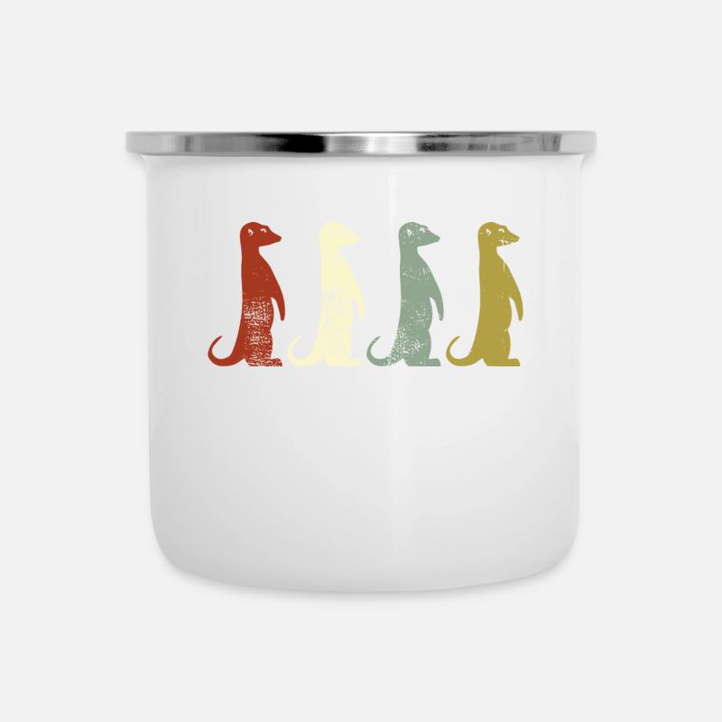 Erdmännchen Retro Style Geschenk - Emaille-Tasse - Weiß