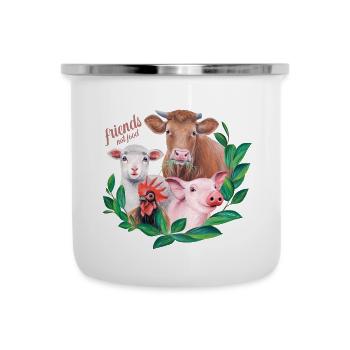 Friends, not food - Emaille-Tasse - Weiß - Vorne