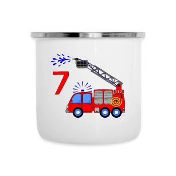 Fire engine 7 birthday children - Camper Mug - white - Front