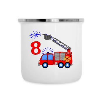 Fire engine 8 birthday children - Camper Mug - white - Front