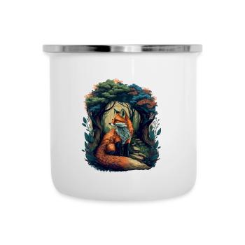 Vintage Fox Forest Illustration - Camper Mug - white - Front