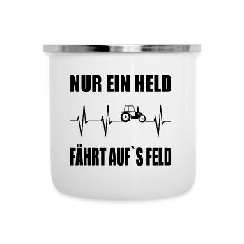 Traktor - Emaille-Tasse - Weiß - Vorne