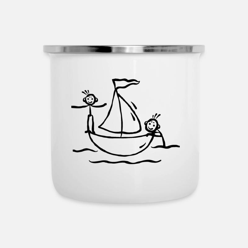 Amusant chiffre de bâton de voilier - Tasse émaillée - blanc