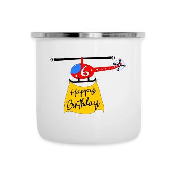 Hélicoptère Joyeux anniversaire 6 - Tasse émaillée - blanc - Devant