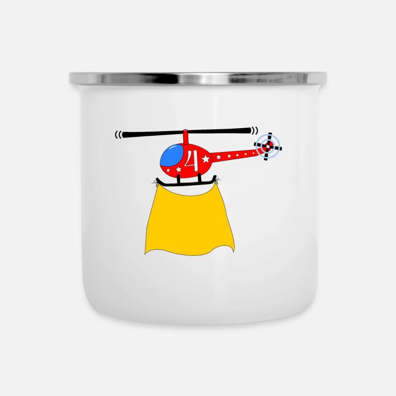Helicopter Birthday 4 - Camper Mug - white