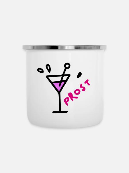 prost - Emaille-Tasse - Weiß