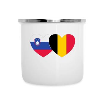 Slowenien Belgien Flagge Herz - Emaille-Tasse - Weiß - Vorne