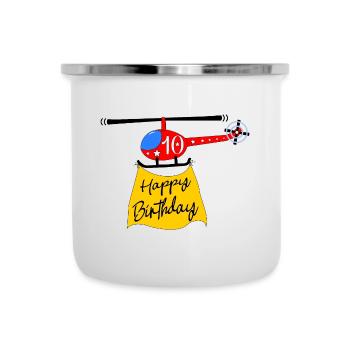 Helicopter Happy Birthday 10 - Camper Mug - white - Front
