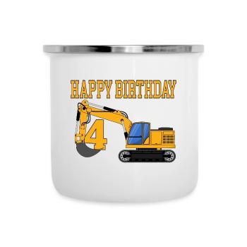 Excavator Happy Birthday 4 - Camper Mug - white - Front