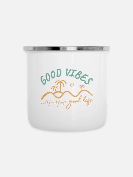 good vibes life - Emaille-Tasse - Weiß