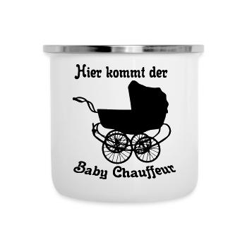 Baby Chauffeur Kind Familie Eltern lustig Geschenk - Emaille-Tasse - Weiß - Vorne