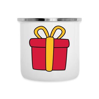 Geschenk - Frohe Weihnachten, Merry Cristmas, Xmas - Emaille-Tasse - Weiß - Vorne