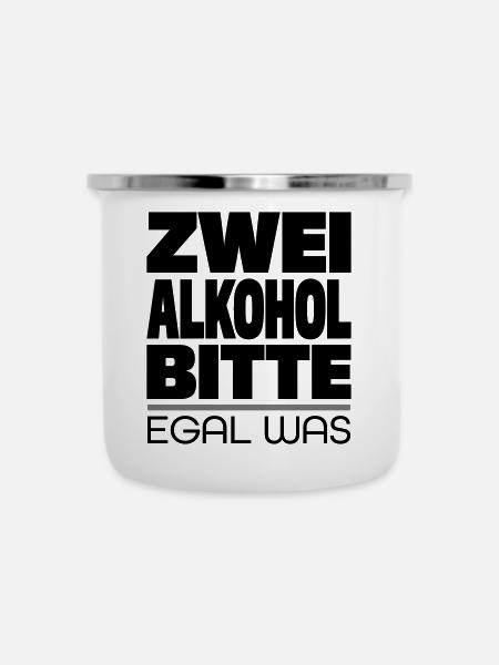 Trinkspruch - Emaille-Tasse - Weiß