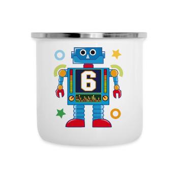 Petit robot 6ème anniversaire - Tasse émaillée - blanc - Devant