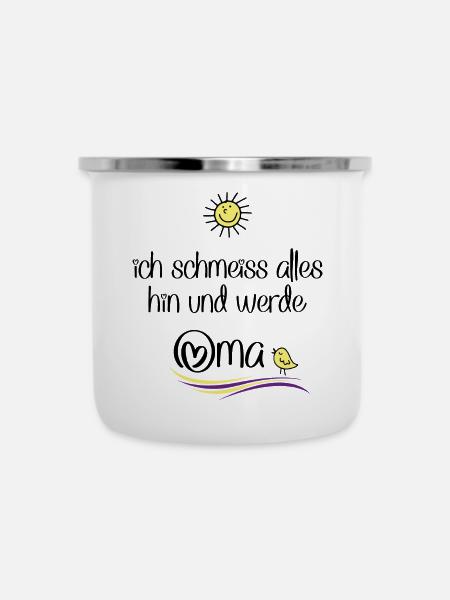 Oma werden - Emaille-Tasse - Weiß