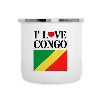 i love congo texte noir - Tasse émaillée - blanc - Devant