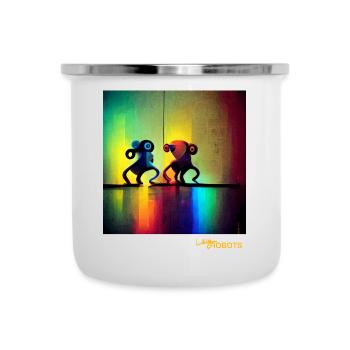 Deux robots arc-en-ciel dansants - Tasse émaillée - blanc - Devant