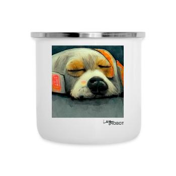 Lazy dog robot sleeping - Camper Mug - white - Front