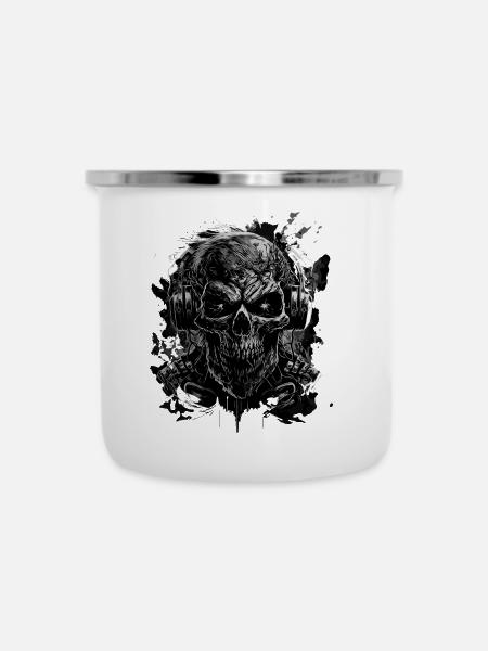 Zombie dark music dj - Emaille-Tasse - Weiß