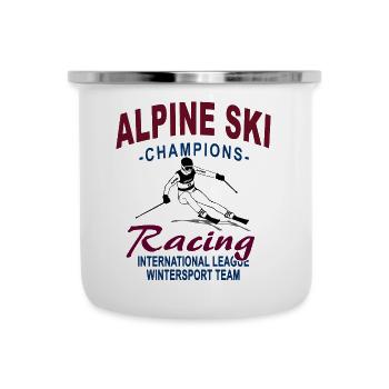 Ski alpine - Ski Abfahrt - Slalom - Skifahrer - Emaille-Tasse - Weiß - Vorne