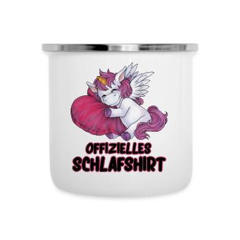Schlafendes Einhorn Herz Kissen Einhornliebhaber - Emaille-Tasse - Weiß - Vorne