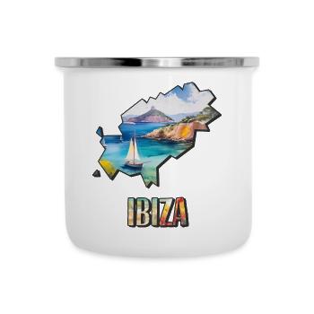 Aquarell Landkarte Ibiza - Emaille-Tasse - Weiß - Vorne