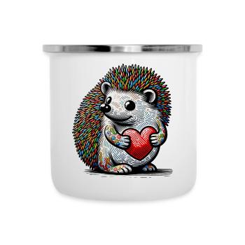 Igel mit Herz - Emaille-Tasse - Weiß - Vorne